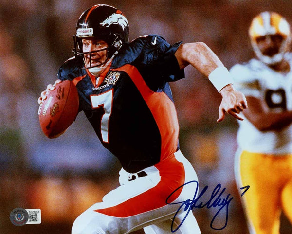 John Elway Autographed/Signed Denver Broncos 8x10 Photo Beckett 51076