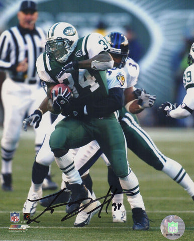 Lamont Jordan Signed NY Jets Green Jersey Action 8x10 Photo - (SCHWARTZ COA)