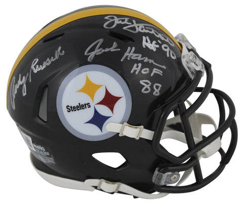 Steelers LBs (3) Ham, Lambert & Russell Signed Speed Mini Helmet BAS Witnessed 2