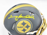 Terry Bradshaw Signed Steelers Slate Gray Speed Mini Helmet Beckett Wit