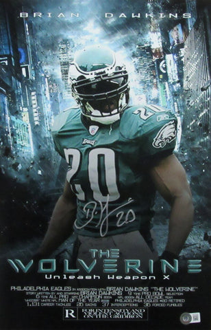 Brian Dawkins HOF Signed 11x17 Photo Philadelphia Eagles Beckett 185361
