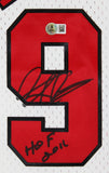 Bulls Dennis Rodman "HOF 2011" Signed White M&N HWC Swingman Jersey BAS Witness