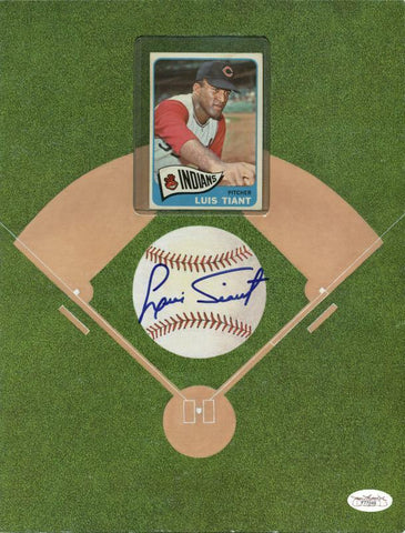 Indians Luis Tiant Authentic Signed 9X12 Card Display Autographed JSA #F77249