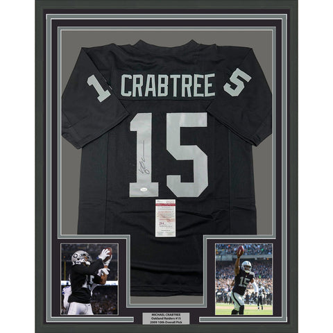 Framed Signed Michael Crabtree 35x39 Oakland Black Jersey JSA COA