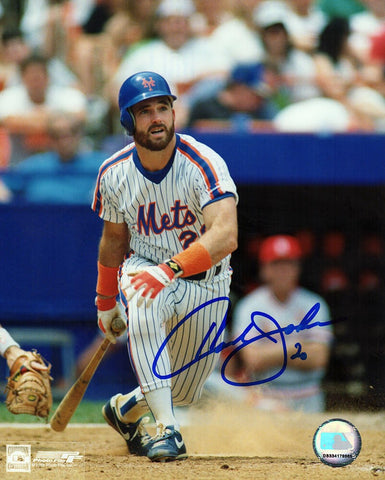 Howard Johnson Signed Mets Swinging Action 8x10 Photo - (In Blue) - (SS COA)