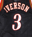 Philadelphia 76ers Allen Iverson Autographed Black Jersey Beckett QR #W997564