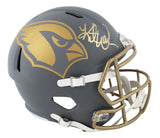 Cardinals Kurt Warner Signed Slate Full Size Speed Rep Helmet W/ Case BAS Wit