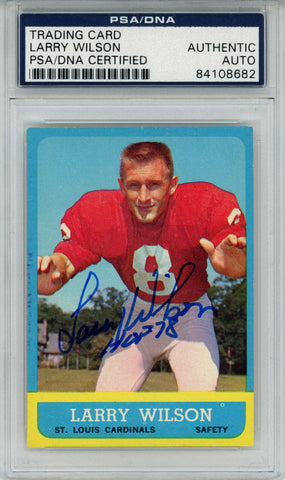 Larry Wilson Autographed 1963 Topps #155 Trading Card HOF PSA Slab 43657