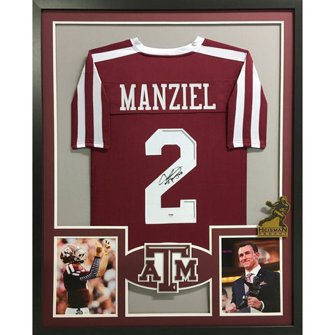 Johnny Manziel Autographed Signed Framed Texas A&M Heisman NL Jersey PSA/DNA