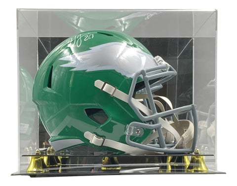 Brian Dawkins Signed Eagles FS Kelly Green Speed Replica Helmet BAS w/ Case