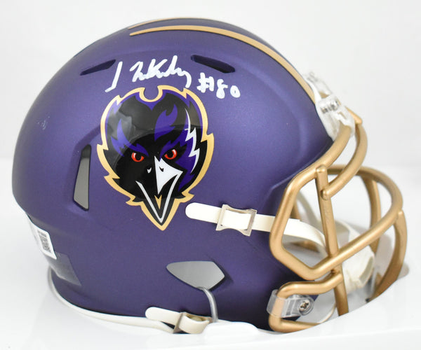 Isaiah Likely Autographed Baltimore Ravens ALT 24 Speed Mini Helmet - Beckett W