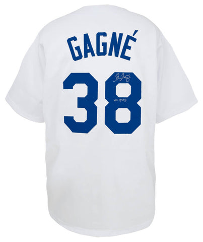 Eric Gagne (DODGERS) Signed White Custom Baseball Jersey w/03 NL CY - (SS COA)