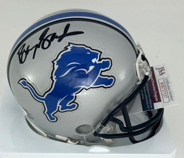 Lions BARRY SANDERS Signed Riddell VSR4 1996-02 Throwback Mini Helmet AUTO - JSA