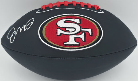 Joe Montana Autographed 49ers Black Logo Football Beckett Witness #WA82176