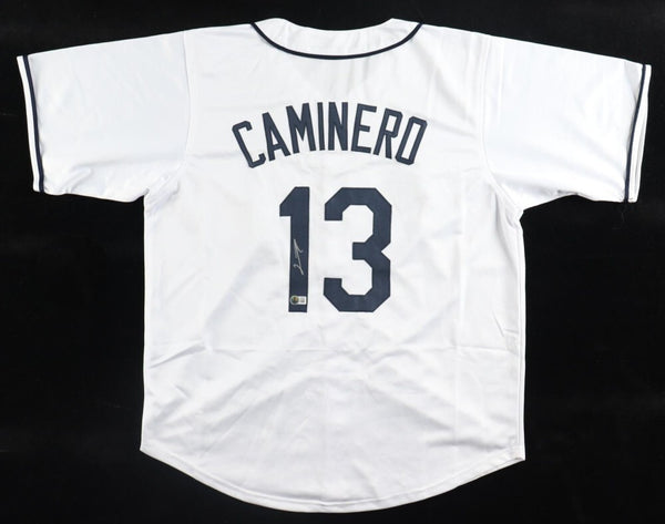 Junior Caminero Signed Tampa Bay Rays Jersey (Beckett) 2025 Rookie 3rd Baseman