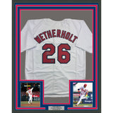 Framed Autographed/Signed JJ Wetherholt 35x39 STL White Jersey Prova COA