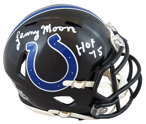 Colts Lenny Moore "HOF 75" Signed Alt 2023 Speed Mini Helmet BAS Witnessed