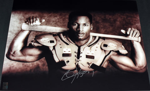 BO JACKSON SIGNED NIKE BO KNOWS SHOULDER PADS BAT RAIDERS ROYALS 16x20 PHOTO