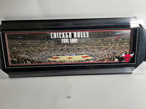 Chicago Bulls Michael Jordan Foul Shot Panoramic Lighted Framed Display
