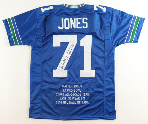 Walter Jones Signed Seahawks Career Stat Jersey Inscribed "HOF '14" (JSA COA)