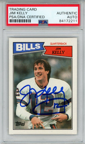 Jim Kelly Autographed/Signed 1987 Topps #362 Trading Card PSA Slab 43721