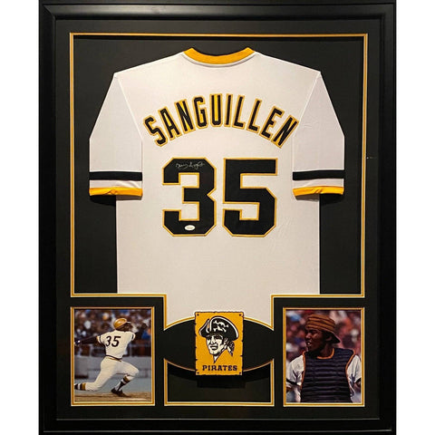 Manny Sanguillen Autographed Signed Framed Pittsburgh Pirates Jersey JSA