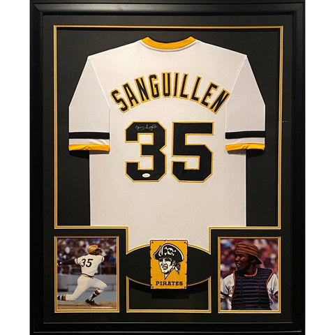 Manny Sanguillen Autographed Signed Framed Pittsburgh Pirates Jersey JSA