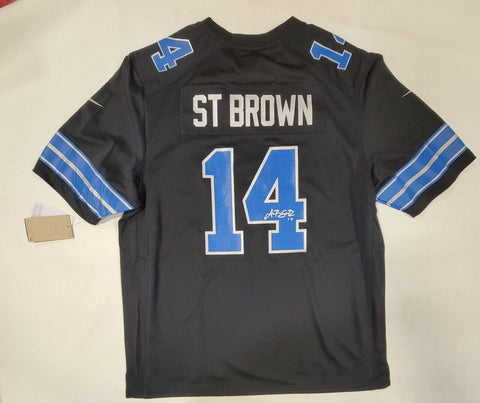 AMON RA ST BROWN SIGNED DETROIT LIONS NIKE AUTHENTIC SCREENPRINT JERSEY BECKETT