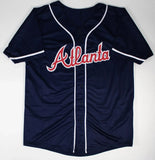 John Rocker Signed Atlanta Braves Dark Blue Jersey Inscribed "F*ck NY" (Beckett)