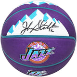 JOHN STOCKTON AUTOGRAPHED PURPLE CITY EDITION BASKETBALL JAZZ BECKETT 224372