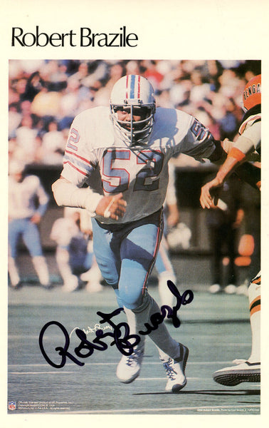 Robert Brazile Autographed Houston Oilers Mini Poster 40/50 Beckett 46170
