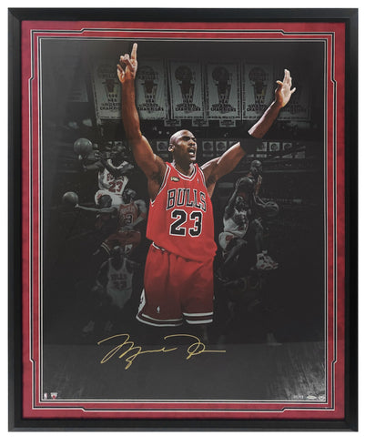 Michael Jordan Autographed "6 Banners" 30" x 40" Framed Photograph UDA LE 24/98