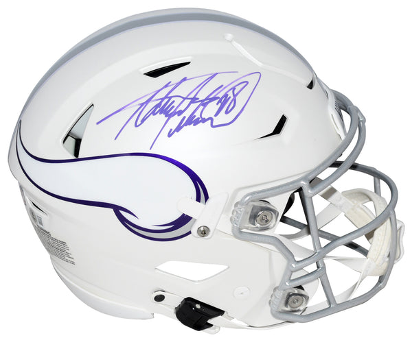ADRIAN PETERSON SIGNED MINNESOTA VIKINGS WHITE AUTHENTIC SPEEDFLEX HELMET BAS