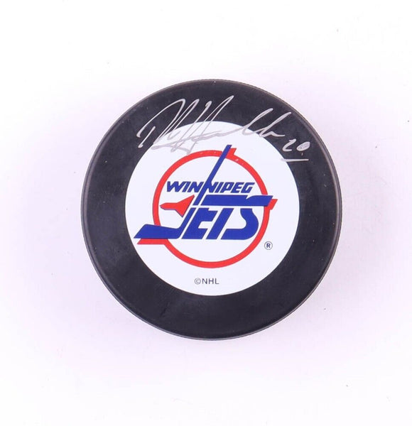 Dale Hawerchuk Signed Winnipeg Jets Logo Hockey Puck (PSA COA) All Star Center