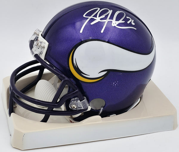 Steve Hutchinson Autographed Vikings Purple Mini Helmet Beckett QR #BS30342