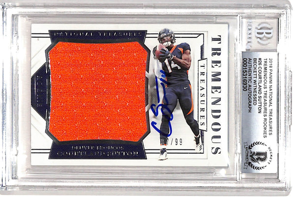 Courtland Sutton Signed 2018 National Treasures Grade 10 Auto BAS 38529