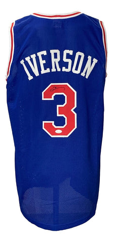 Allen Iverson Signed Custom Blue Pro-Style Basketball Jersey JSA