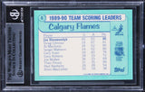 Flames Joe Nieuwendyk Signed 1990 Topps Tiffany Team SL #8 Card BAS Slabbed