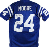 Lenny Moore Autographed Blue Pro Style Jersey w/HOF-Beckett W Hologram *Black