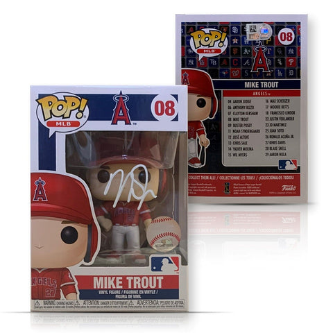 Mike Trout Autographed Los Angeles Signed Baseball Funko Pop 08 MLB Hologram