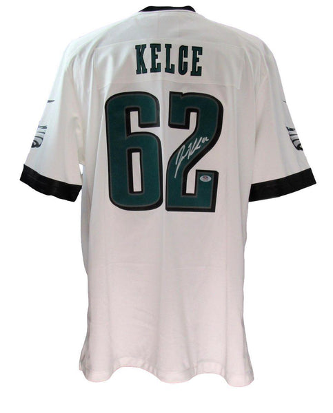 Jason Kelce Signed White Nike Replica Football Jersey Eagles PSA/DNA 190420