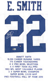 EMMITT SMITH AUTOGRAPHED SIGNED PRO STYLE XL STAT JERSEY W/ BECKETT COA