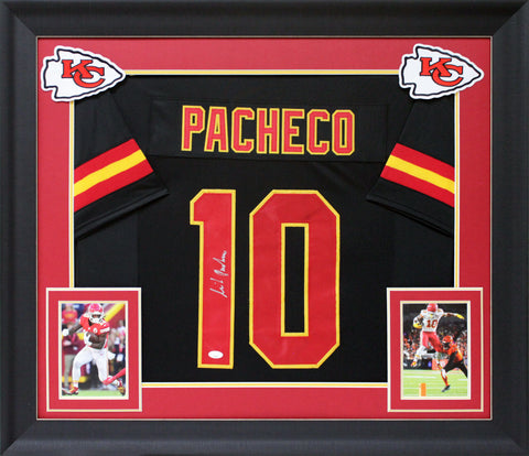 Isiah Pacheco Authentic Signed Black Pro Style Framed Jersey Autographed JSA