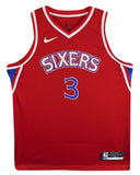 76ers Allen Iverson Signed Red Nike Jordan Swingman Jersey JSA #AU78385