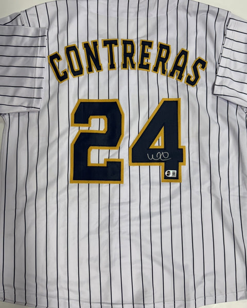 WILLIAM CONTRERAS Signed Custom Replica Brewers Pinstripe Jersey AUTO - BAS