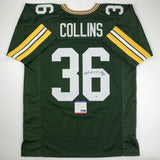 Autographed/Signed NICK COLLINS Green Bay Green Football Jersey PSA/DNA COA Auto