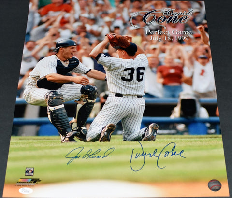 DAVID CONE & JOE GIRARDI SIGNED NEW YORK YANKEES PERFECT GAME 16x20 PHOTO JSA