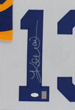 Kurt Warner Signed St. Louis Large Framed White Jersey