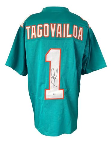 Tua Tagovailoa Miami Signed Teal Football Jersey BAS