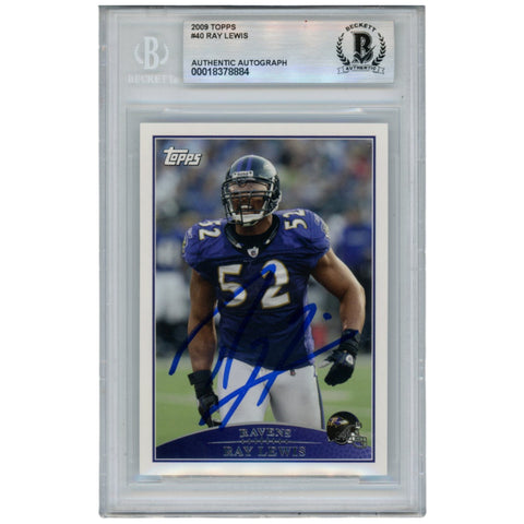 Ray Lewis Autographed/Signed 2009 Topps #40 Trading Card Beckett 52922